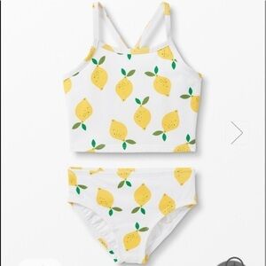Hanna Andersson NWT Sunblock Tankini Swimsuit Lemons Print White & Yellow Scandi
